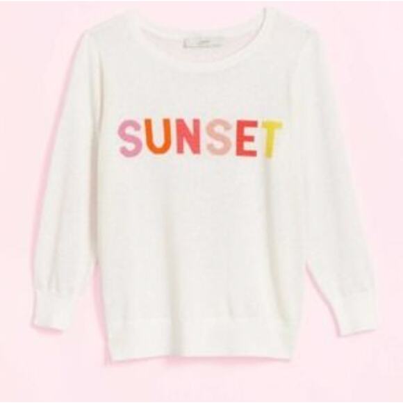 New LOFT Small S Cream Sunset Linen Sweater 3/4 Sleeve Crew Neck Lightweight - Picture 11 of 11